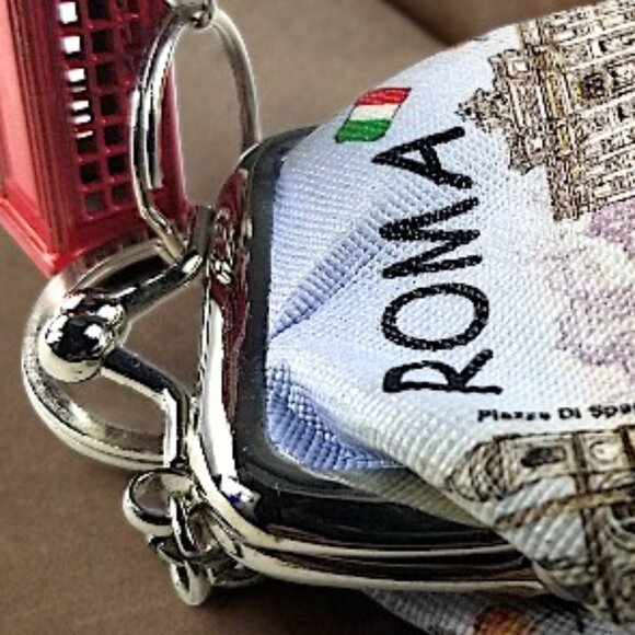 Roma Italy's Coin Purse & British Keychain London's Red Telephone Booth - Picture 7 of 10